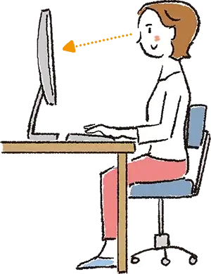 イラスト：いすに座って作業